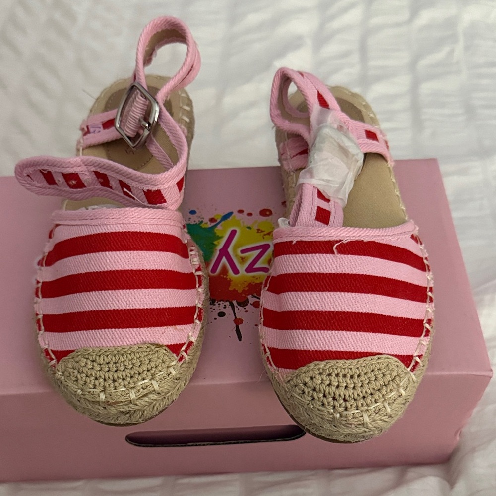 Pink and Red Striped Kids Shoes